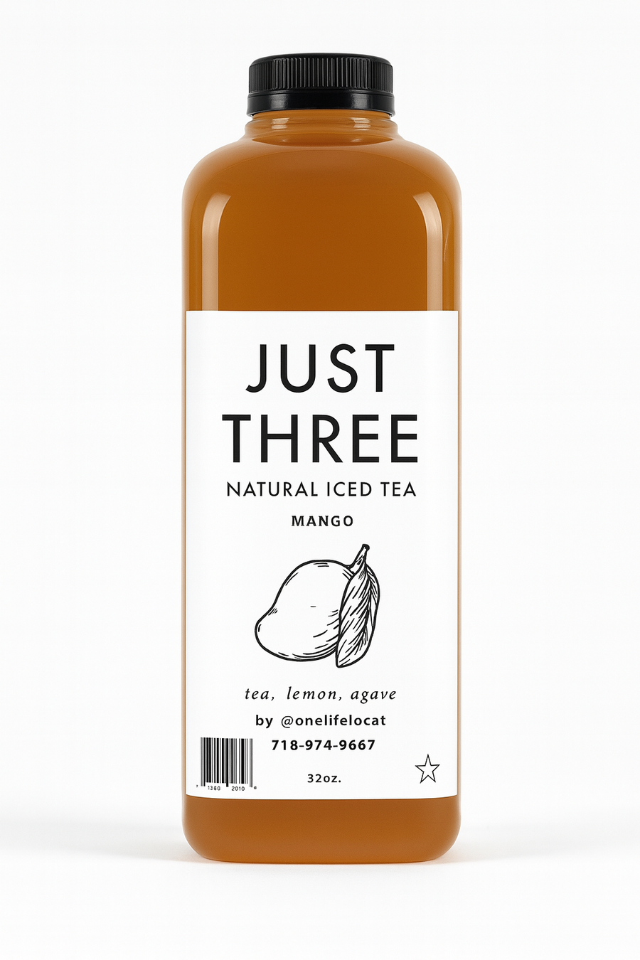 Just Three Natural Iced Tea Mango 32 fl oz