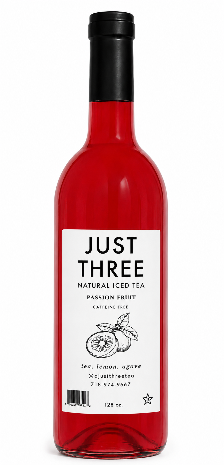 Just Three Natural Iced Tea Passionfruit 750 mL Glass Bottle
