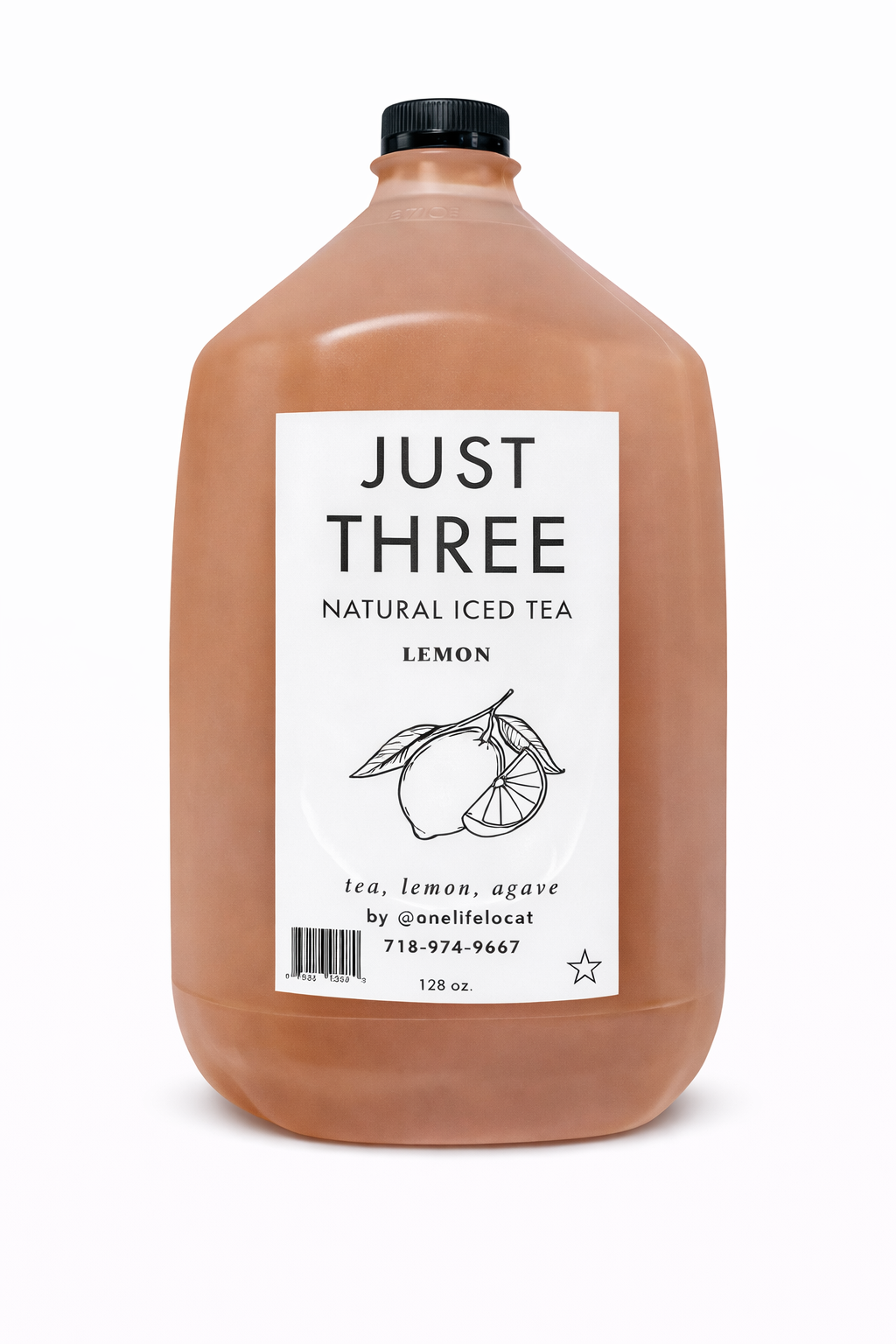 Just Three Natural Iced Tea Lemon 128 fl oz