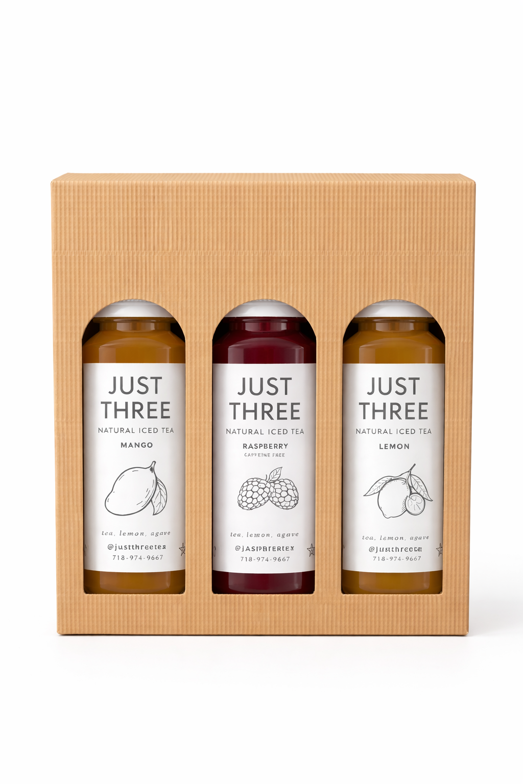 Just Three Natural Iced Tea 16 oz 3 Pack