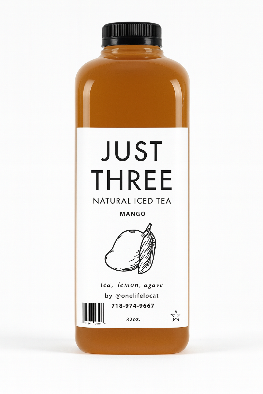 Just Three Natural Iced Tea Mango 32 fl oz