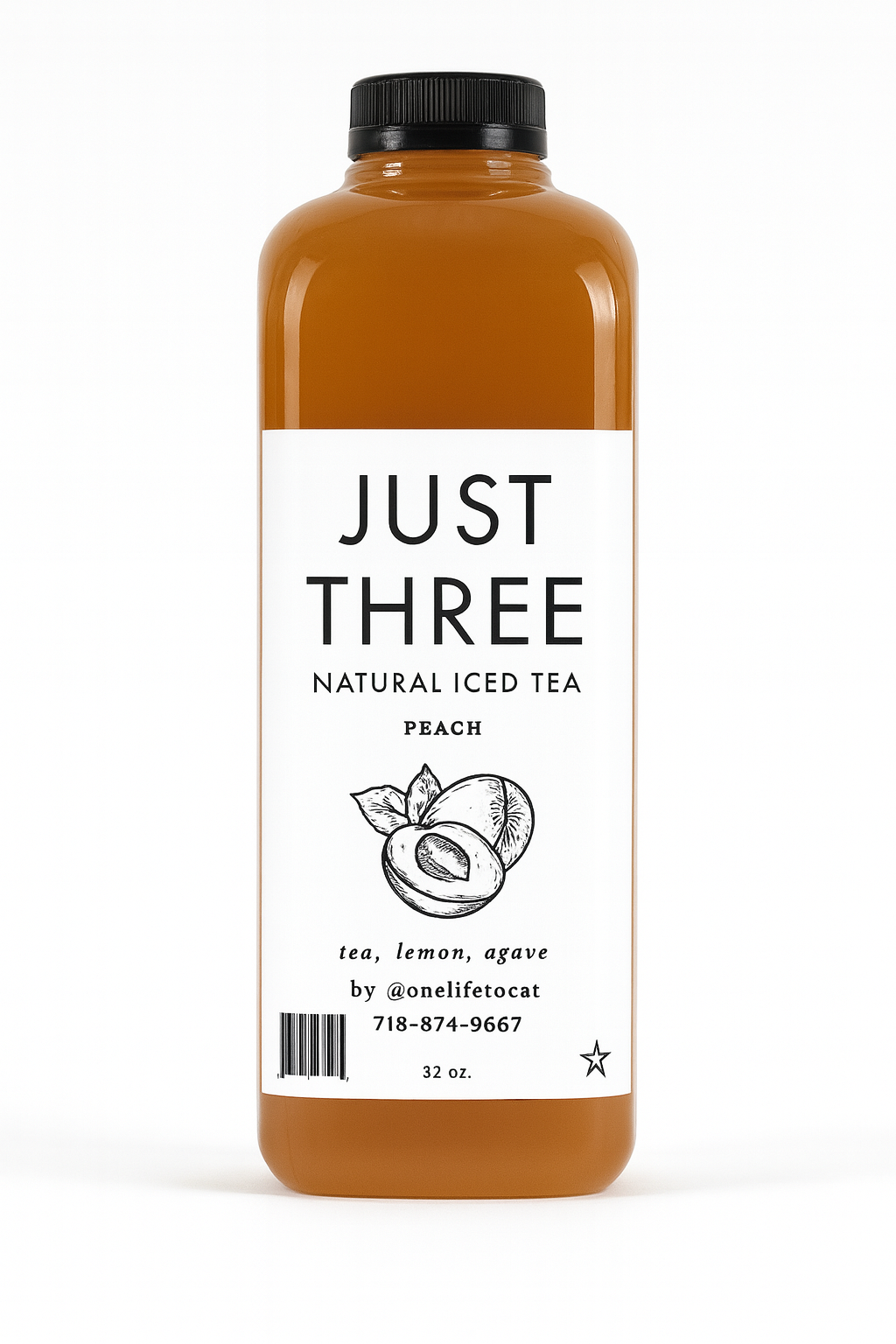 Just Three Natural Iced Tea Peach 32 fl oz