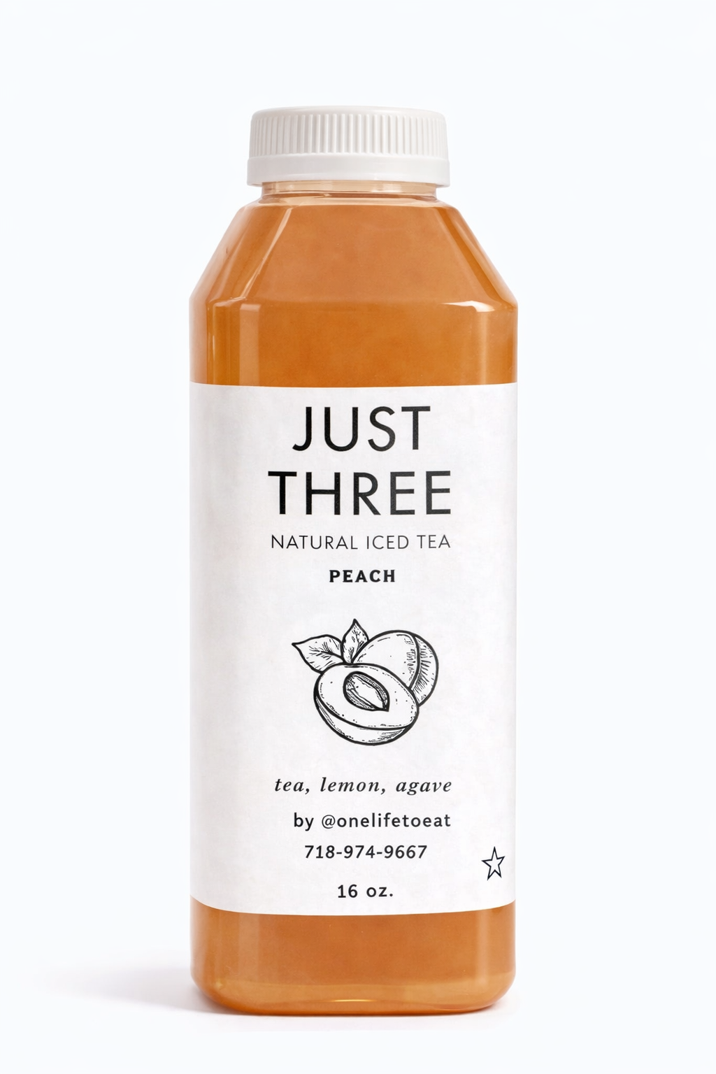 Just Three Natural Iced Tea Peach 16 fl oz