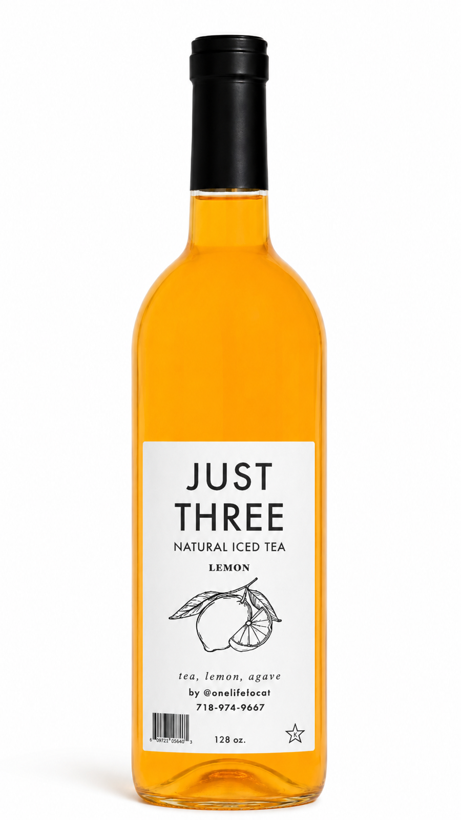 Just Three Natural Iced Tea Lemon 750 mL Glass Bottle