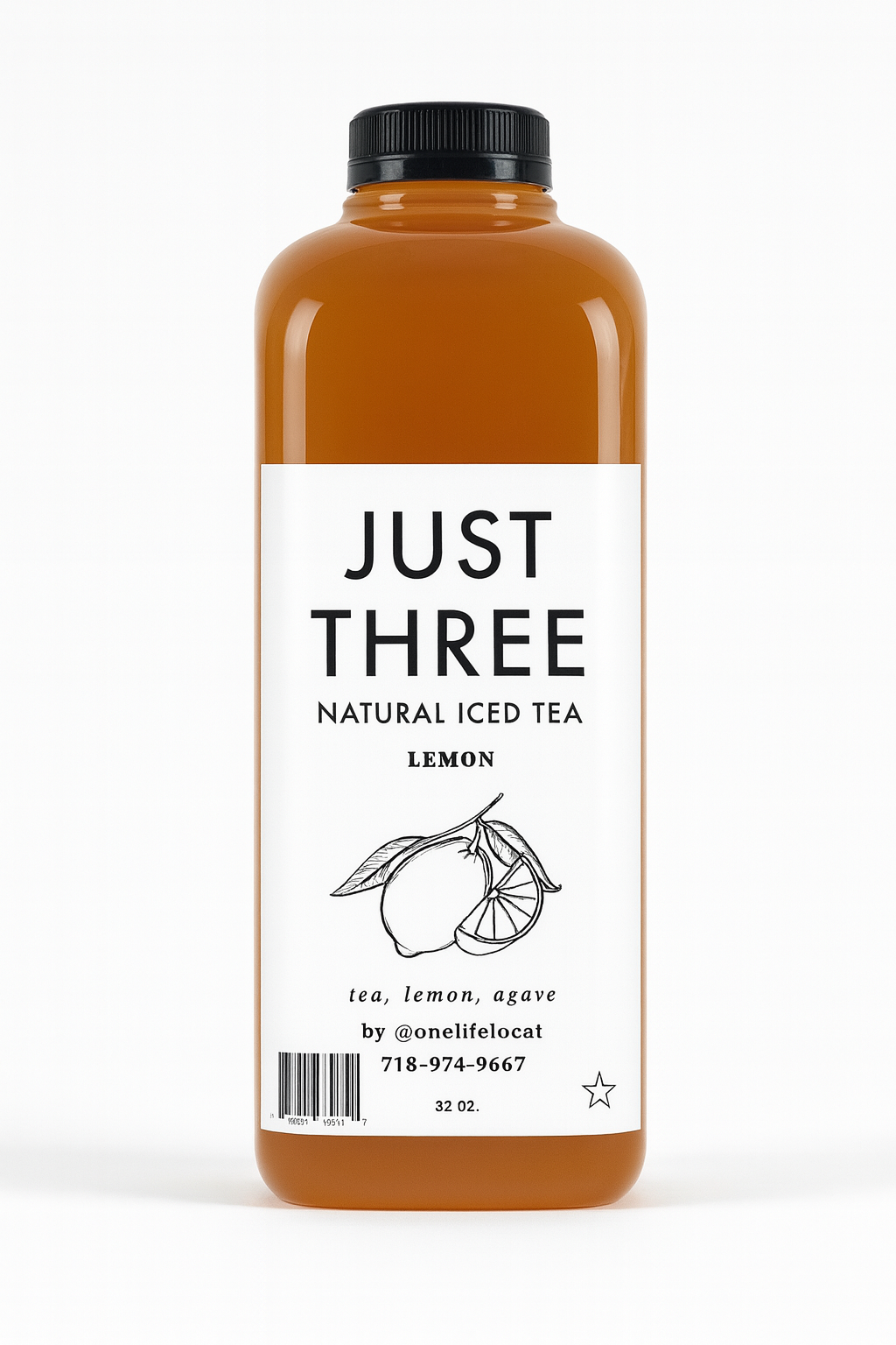 Just Three Natural Iced Tea Lemon 32 fl oz