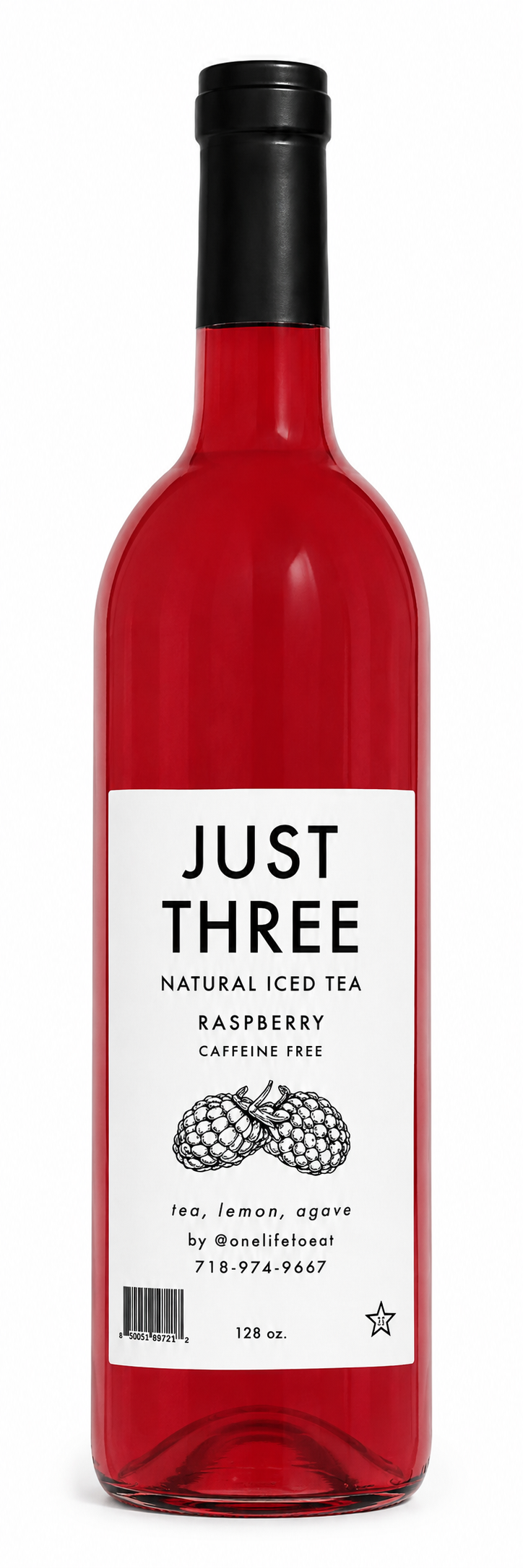 Just Three Natural Iced Tea Raspberry 750 mL Glass Bottle