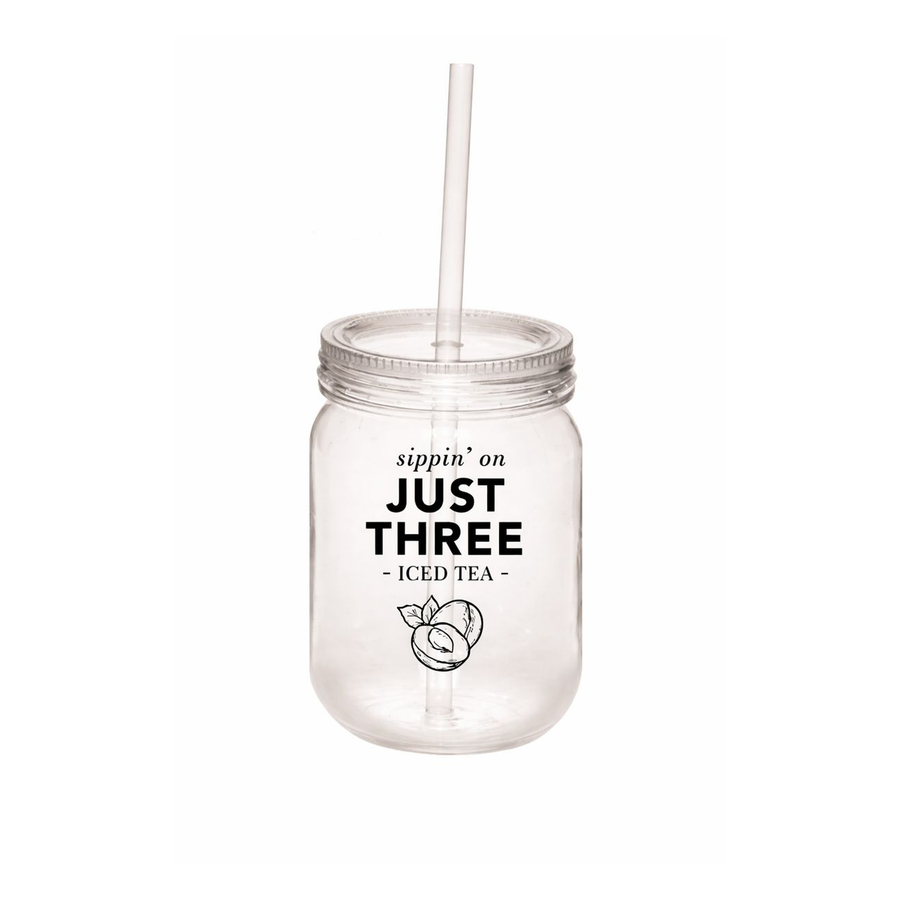 Just Three Tea Acrylic Mason Jar Tumbler with Straw